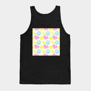 Watercolor pattern with hearts, stars, skulls and lightnings Tank Top